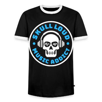 Crâne Skull Loud – Musiksüchtiger - Männer Kontrast-T-Shirt - Schwarz/Weiß - Vorne - AI Model Female 172 light (172cm) & AI Model Male 178 light (178cm)