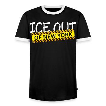 Out of New York - Men's Ringer Shirt - black/white - Front - AI Model Female 172 light (172cm) & AI Model Male 178 light (178cm)
