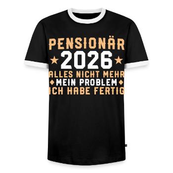Pension 2026 Ich habe fertig - Pensionär Geschenk - Männer Kontrast-T-Shirt - Schwarz/Weiß - Vorne - AI Model Female 172 light (172cm) & AI Model Male 178 light (178cm)