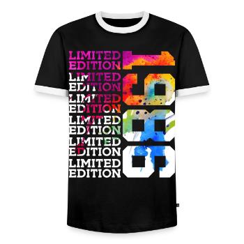 ÉDITION LIMITÉE 1986 40 ANS 40E ANNIVERSAIRE - T-shirt contrasté Homme - noir/blanc - Devant - AI Model Female 172 light (172cm) & AI Model Male 178 light (178cm)
