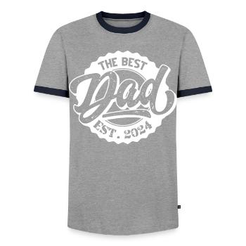 The Best Dad EST 2024 - Männer Kontrast-T-Shirt - Grau/Navy  - Vorne - AI Model Female 172 light (172cm) & AI Model Male 178 light (178cm)