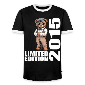2015 Édition Limitée Ours Anniversaire 2015 - T-shirt contrasté Homme - noir/blanc - Devant - AI Model Female 172 light (172cm) & AI Model Male 178 light (178cm)