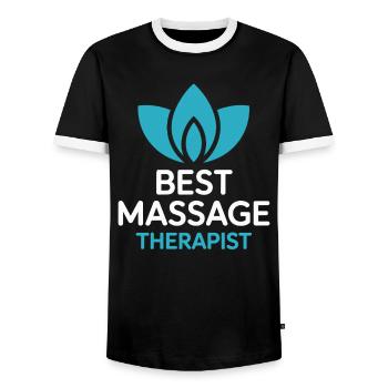 Bester Massagetherapeut Lotus Motiv - Männer Kontrast-T-Shirt - Schwarz/Weiß - Vorne - AI Model Female 172 light (172cm) & AI Model Male 178 light (178cm)