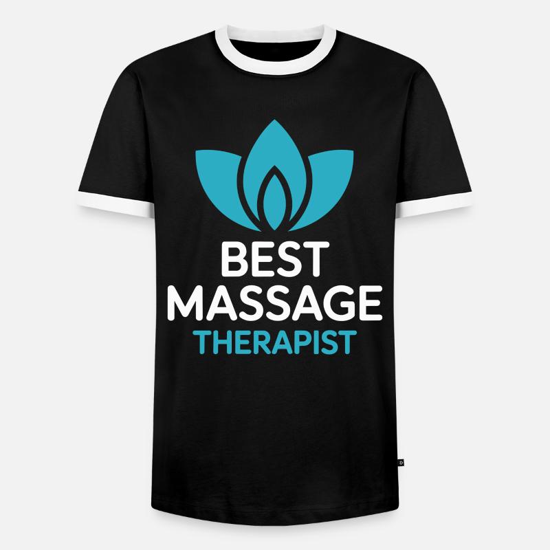 Bester Massagetherapeut Lotus Motiv - Männer Kontrast-T-Shirt - Schwarz/Weiß