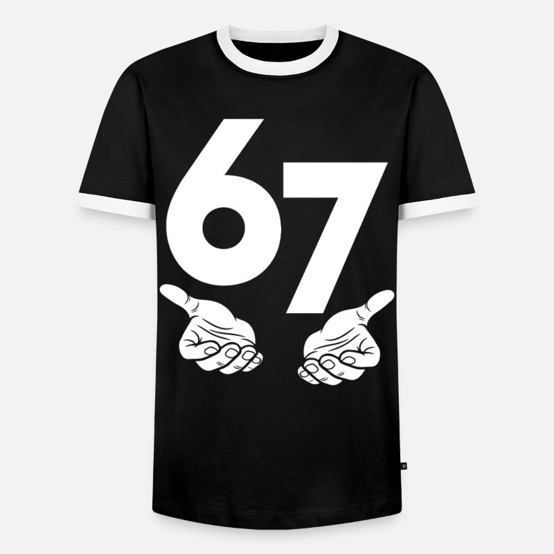 6 7 - Men's Ringer Shirt - black/white