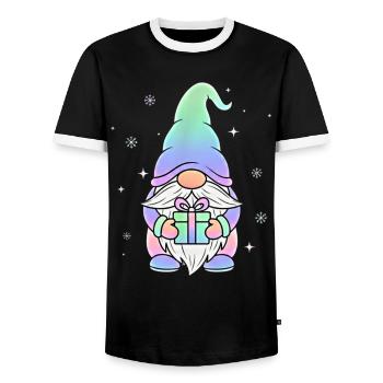Weihnachts Gnom Pastell Farbverlauf - Männer Kontrast-T-Shirt - Schwarz/Weiß - Vorne - AI Model Female 172 light (172cm) & AI Model Male 178 light (178cm)
