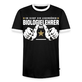 Professeur de biologie - T-shirt contrasté Homme - noir/blanc - Devant - AI Model Female 172 light (172cm) & AI Model Male 178 light (178cm)