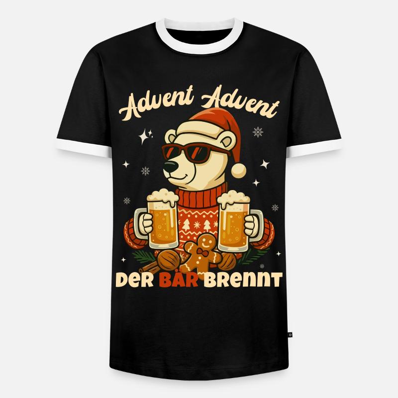 Advent Advent – Der Bär brennt - Männer Kontrast-T-Shirt - Schwarz/Weiß