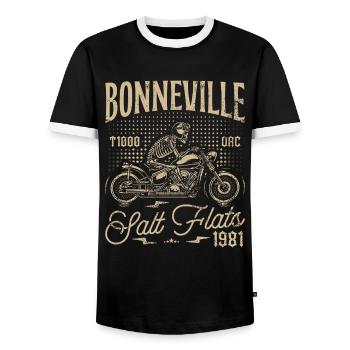 Bonneville Salt Flats Moto Anniversaire 1981 - T-shirt contrasté Homme - noir/blanc - Devant - AI Model Female 172 light (172cm) & AI Model Male 178 light (178cm)