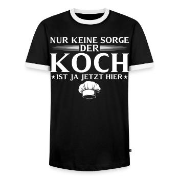 The chef is here now - Men's Ringer Shirt - black/white - Front - AI Model Female 172 light (172cm) & AI Model Male 178 light (178cm)