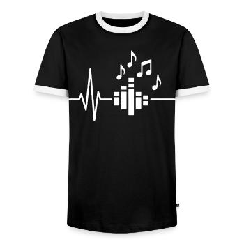 Pulse of Music Heartbeat Equalizer - Men's Ringer Shirt - black/white - Front - AI Model Female 172 light (172cm) & AI Model Male 178 light (178cm)