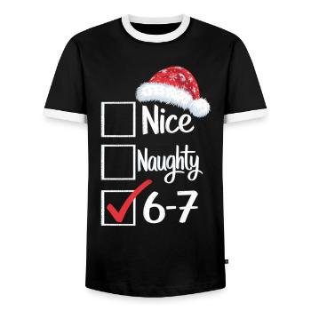 Nice Naughty 6-7 Weihnachtsshirt - Männer Kontrast-T-Shirt - Schwarz/Weiß - Vorne - AI Model Female 172 light (172cm) & AI Model Male 178 light (178cm)