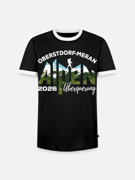 Alpenüberquerung 2026, Oberstdorf Meran, Wandern - Männer Kontrast-T-Shirt - Schwarz/Weiß