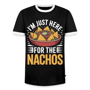 Tortilla Taco Mexican Food Nachos - Men's Ringer Shirt - black/white - Front - AI Model Female 172 light (172cm) & AI Model Male 178 light (178cm)