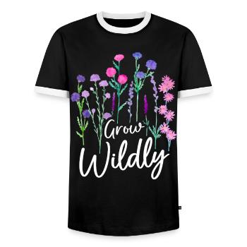 Conception de fleurs sauvages en cire - T-shirt contrasté Homme - noir/blanc - Devant - AI Model Female 172 light (172cm) & AI Model Male 178 light (178cm)