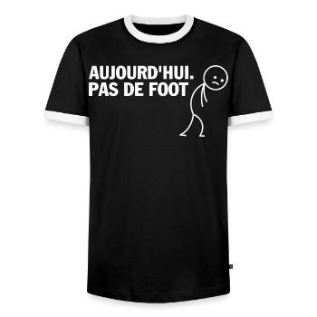 Today No Football - Men's Ringer Shirt - black/white - Front - AI Model Female 172 light (172cm) & AI Model Male 178 light (178cm)