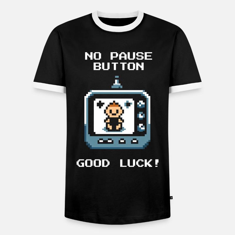 Kein Pause-Knopf | Eltern im Dauermodus - Männer Kontrast-T-Shirt - Schwarz/Weiß