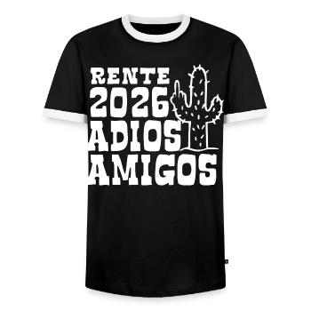 Adios Amigos Rente 2026 - Ruhestand - Pension - Männer Kontrast-T-Shirt - Schwarz/Weiß - Vorne - AI Model Female 172 light (172cm) & AI Model Male 178 light (178cm)