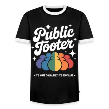 Buntes Poop Kunstwerk - Männer Kontrast-T-Shirt - Schwarz/Weiß - Vorne - AI Model Female 172 light (172cm) & AI Model Male 178 light (178cm)