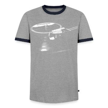 Platine Vinyles Graphique, Passionné de Musique - T-shirt contrasté Homme - gris/marine  - Devant - AI Model Female 172 light (172cm) & AI Model Male 178 light (178cm)