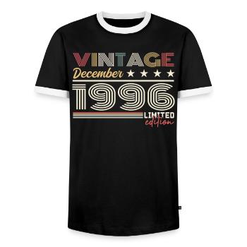Cadeau Décembre 1996 - T-shirt contrasté Homme - noir/blanc - Devant - AI Model Female 172 light (172cm) & AI Model Male 178 light (178cm)