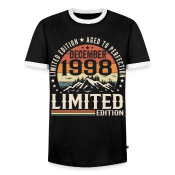 December 1998 - Men's Ringer Shirt - black/white - Front - AI Model Female 172 light (172cm) & AI Model Male 178 light (178cm)