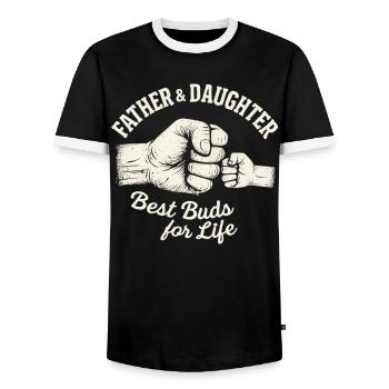 Father Daughter Fist Bump – Best Friends Forever - Men's Ringer Shirt - black/white - Front - AI Model Female 172 light (172cm) & AI Model Male 178 light (178cm)