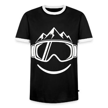 Cool Skiing Apres Ski Party Crew Snow Skiing Ski - Men's Ringer Shirt - black/white - Front - AI Model Female 172 light (172cm) & AI Model Male 178 light (178cm)
