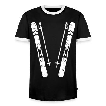 Apres Ski Party Crew Snow Skiing Ski Retro - Men's Ringer Shirt - black/white - Front - AI Model Female 172 light (172cm) & AI Model Male 178 light (178cm)