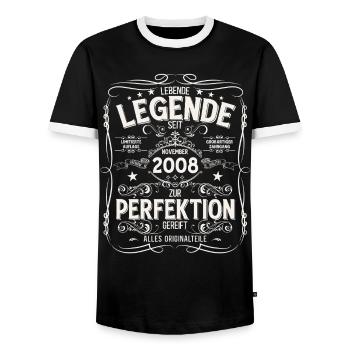 18th Birthday Legend November Vintage 2008 - Men's Ringer Shirt - black/white - Front - AI Model Female 172 light (172cm) & AI Model Male 178 light (178cm)