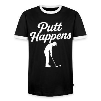 Putt de golf drôle se produit Humour du golfeur - T-shirt contrasté Homme - noir/blanc - Devant - AI Model Female 172 light (172cm) & AI Model Male 178 light (178cm)