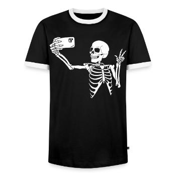 Un dernier selfie  - T-shirt contrasté Homme - noir/blanc - Devant - AI Model Female 172 light (172cm) & AI Model Male 178 light (178cm)