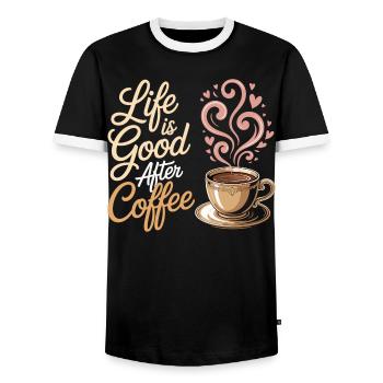 Kaffee-Liebhaber Shirt mit Spruch für Morgenmuffel - T-shirt contrasté Homme - noir/blanc - Devant - AI Model Female 172 light (172cm) & AI Model Male 178 light (178cm)