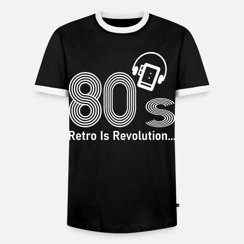 80s - Men's Ringer Shirt - black/white