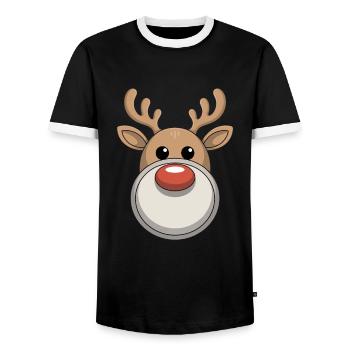 Renne Noël laid - T-shirt contrasté Homme - noir/blanc - Devant - AI Model Female 172 light (172cm) & AI Model Male 178 light (178cm)