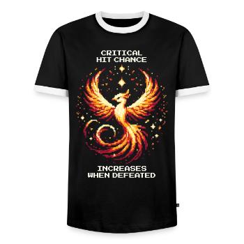 Crit chance increases after defeat | RPG Roguelike - Men's Ringer Shirt - black/white - Front - AI Model Female 172 light (172cm) & AI Model Male 178 light (178cm)