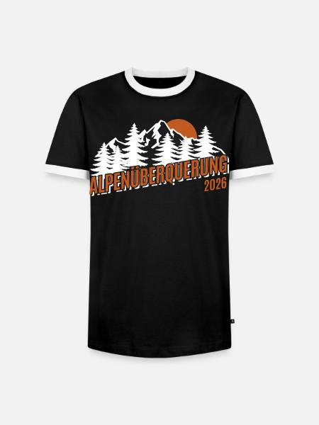 Alpen Überquerung 2026 - Wandern - Männer Kontrast-T-Shirt - Schwarz/Weiß