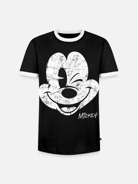Mickey & Minnie Retro Mickey-Kopf Motiv - Männer Kontrast-T-Shirt - Schwarz/Weiß