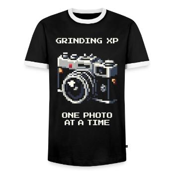 Grinding XP | Photo by photo better, photography - Men's Ringer Shirt - black/white - Front - AI Model Female 172 light (172cm) & AI Model Male 178 light (178cm)