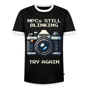 Le PNJ clignote toujours | Réessayez, portrait - T-shirt contrasté Homme - noir/blanc - Devant - AI Model Female 172 light (172cm) & AI Model Male 178 light (178cm)
