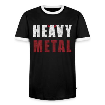 Heavy Metal Motif - Men's Ringer Shirt - black/white - Front - AI Model Female 172 light (172cm) & AI Model Male 178 light (178cm)