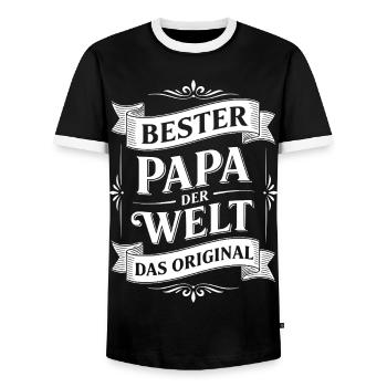 Best Dad in the World Gift Gift Idea - Men's Ringer Shirt - black/white - Front - AI Model Female 172 light (172cm) & AI Model Male 178 light (178cm)