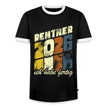 Rente 2026 | Retraite | Maison d’hôtes | J’ai fini - T-shirt contrasté Homme - noir/blanc - Devant - AI Model Female 172 light (172cm) & AI Model Male 178 light (178cm)