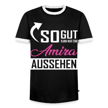 So gut kann nur eine Amira aussehen - Männer Kontrast-T-Shirt - Schwarz/Weiß - Vorne - AI Model Female 172 light (172cm) & AI Model Male 178 light (178cm)