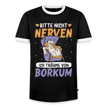 S’IL VOUS PLAÎT, NE VOUS ÉNERVEZ PAS RÊVES DE BORKUM - T-shirt contrasté Homme - noir/blanc - Devant - AI Model Female 172 light (172cm) & AI Model Male 178 light (178cm)