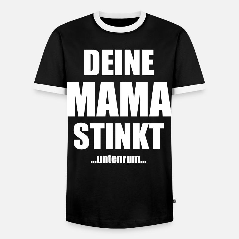 Your mom stinks underneath saying - Men's Ringer Shirt - black/white