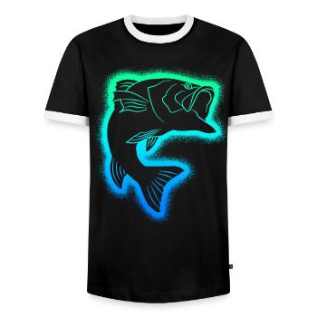 Fishing Fisherman Kids Men's Angler Boys - Men's Ringer Shirt - black/white - Front - AI Model Female 172 light (172cm) & AI Model Male 178 light (178cm)