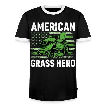 Héros américain de l’herbe - T-shirt contrasté Homme - noir/blanc - Devant - AI Model Female 172 light (172cm) & AI Model Male 178 light (178cm)