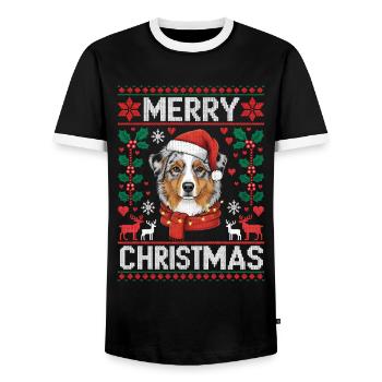 Berger Australien Noël Noël - T-shirt contrasté Homme - noir/blanc - Devant - AI Model Female 172 light (172cm) & AI Model Male 178 light (178cm)