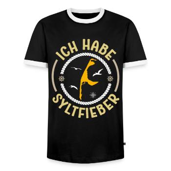 Vacances à la mer du Nord HAVE SYLT FEVER Drôle - T-shirt contrasté Homme - noir/blanc - Devant - AI Model Female 172 light (172cm) & AI Model Male 178 light (178cm)